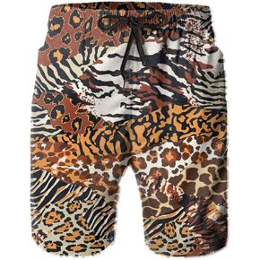 Men's Swim Trunks Wild Animal Skins Cheetah Leopard Tiger Zebra Surfing Beach Board Shorts Swimwear
