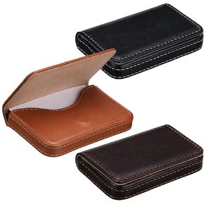 3 Pcs Business Card Holder Pu Leather Business Card Wallet Pocket Business Card Case Presentation Cards Holder Leather Notecard Holder Slim Name Card Holder with Magnetic Shut for Men Women Office