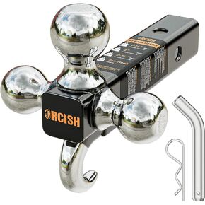 ORCISH Trailer Hitch Tri-Ball Mount with Hook & Pin, Trailer Ball Size 1-7/8", 2" and 2-5/16", Fit 2 Inch Hitch Receiver, 2/3 in 1 Ball Truck Hitch, Tow Hitch