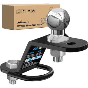 Nilight ATV/UTV Three-Way Hitch with 2 Inch Ball 3500lbs 3 Trailer Hitch Ball Mount Lawn Mover Hitch ATV UTV Trailer Hitch Adapter, 3" Drop/Rise, 3 Mounting Options, 2 Years Warranty