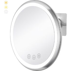 KEDSUM Upgrade 2X Heated Shower Mirror with Light, 3 Color Dimmable Shower Mirror Fogless for Shaving, No-Tools Wall Mounted, 360° Swivel, Waterproof, Rechargeable Real Glass Shaving Mirror