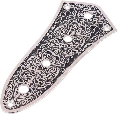 Silver Black Jazz Bass Guitars Volume Control Plate, High Strength, Perfect Fit Potentiometer Holes, Engraving Flower Decor Jazz Bass Control Plate in Saudi Arabia