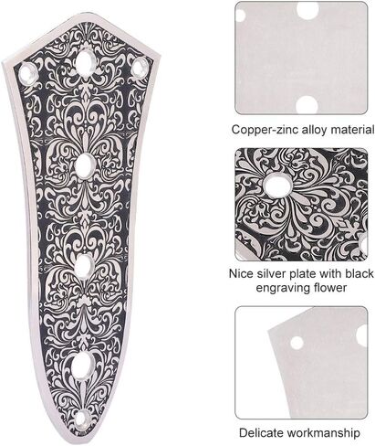 Silver Black Jazz Bass Guitars Volume Control Plate, High Strength, Perfect Fit Potentiometer Holes, Engraving Flower Decor Jazz Bass Control Plate in Saudi Arabia