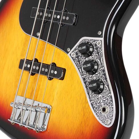 Silver Black Jazz Bass Guitars Volume Control Plate, High Strength, Perfect Fit Potentiometer Holes, Engraving Flower Decor Jazz Bass Control Plate in Saudi Arabia
