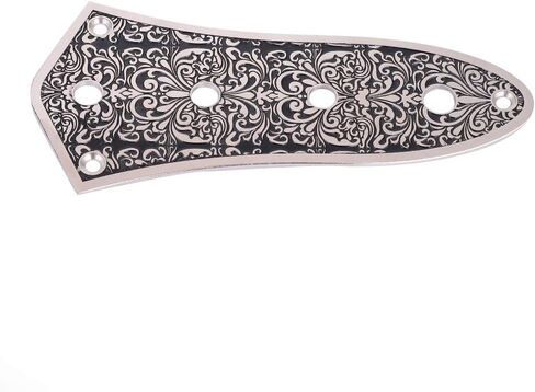 Silver Black Jazz Bass Guitars Volume Control Plate, High Strength, Perfect Fit Potentiometer Holes, Engraving Flower Decor Jazz Bass Control Plate in Saudi Arabia