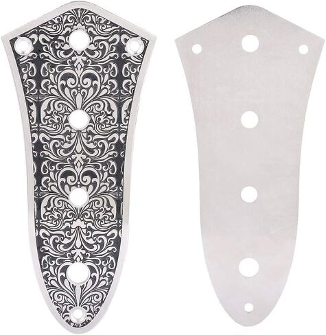 Silver Black Jazz Bass Guitars Volume Control Plate, High Strength, Perfect Fit Potentiometer Holes, Engraving Flower Decor Jazz Bass Control Plate in Saudi Arabia