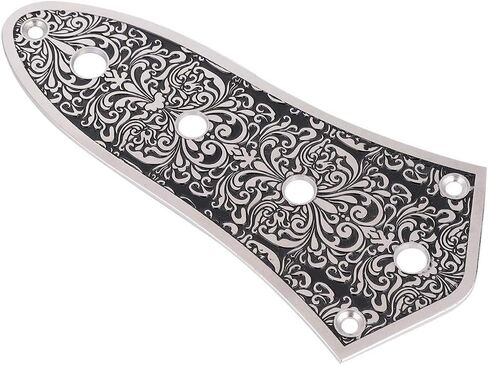 Silver Black Jazz Bass Guitars Volume Control Plate, High Strength, Perfect Fit Potentiometer Holes, Engraving Flower Decor Jazz Bass Control Plate in Saudi Arabia