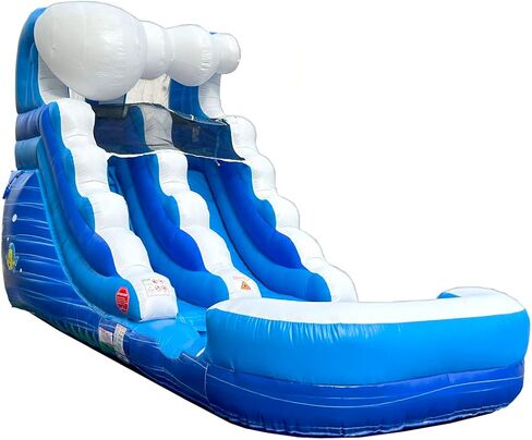 Pogo Bounce House Inflatable Water Slide for Kids(Without Blower) - 21' x 9' x 12' Foot Backyard Inflatable Slide for Summer Fun - Blue Wave Slide with Water Pool in Saudi Arabia