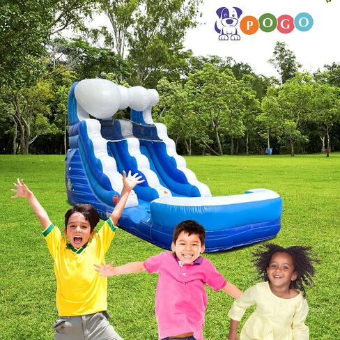 Pogo Bounce House Inflatable Water Slide for Kids(Without Blower) - 21' x 9' x 12' Foot Backyard Inflatable Slide for Summer Fun - Blue Wave Slide with Water Pool in Saudi Arabia