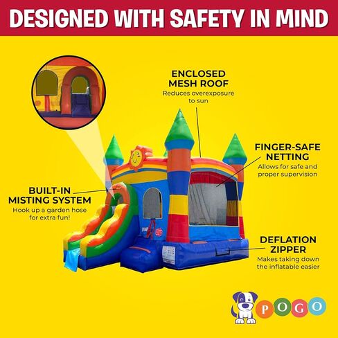 Inflatable Bounce House with Slide for Kids (Without Blower) - 18 x 12 x 14.5 Foot Pink Smiley Face Backyard Inflatable Bouncy House - Built-in Bladder Water Misting System in Kuwait
