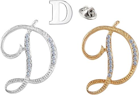 XGALA 3 Pcs A to Z 26 English Letters Plated Metal Clear Crystal Lapel Pin Brooches Collar in Saudi Arabia