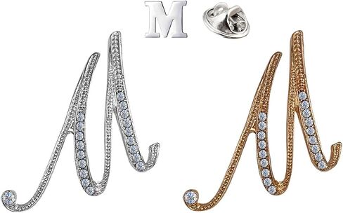 XGALA 3 Pcs A to Z 26 English Letters Plated Metal Clear Crystal Lapel Pin Brooches Collar in Saudi Arabia