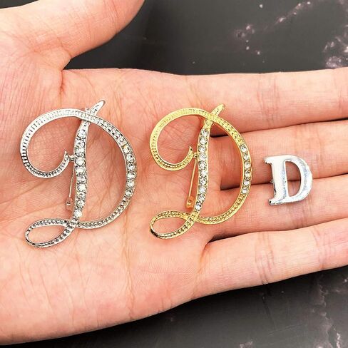 XGALA 3 Pcs A to Z 26 English Letters Plated Metal Clear Crystal Lapel Pin Brooches Collar in Saudi Arabia