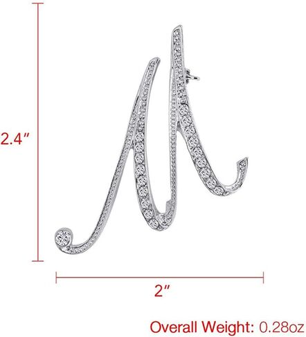 XGALA 3 Pcs A to Z 26 English Letters Plated Metal Clear Crystal Lapel Pin Brooches Collar in Saudi Arabia