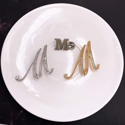 XGALA 3 Pcs A to Z 26 English Letters Plated Metal Clear Crystal Lapel Pin Brooches Collar in Saudi Arabia