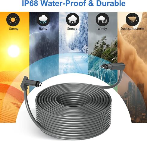 كابل استبدال ستارلينك ستالايت V2 مستطيل بطول 75 قدم/23 متر، سلك كابل ستارلينك مقاوم للماء ومقاوم للمطر لطبق مستطيل ستارلينك للإنترنت ستالايت V2، رمادي، جهاز توجيه in Kuwait