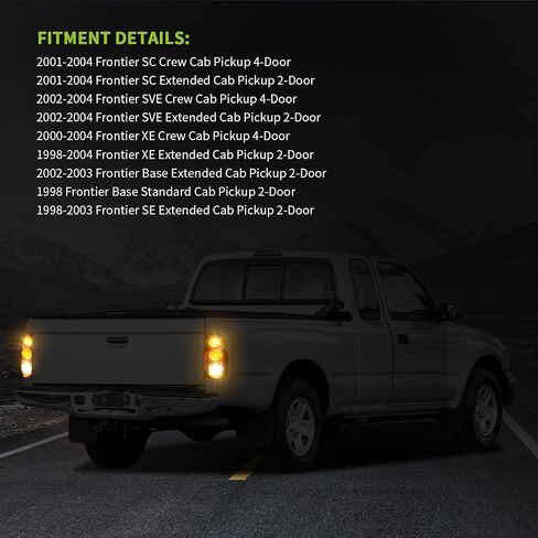 AUTOSAVER88 المصابيح الخلفية لتجميع المصابيح الخلفية متوافقة مع Frontier 1998 1999 2000 2001 2002 2003 2004 مصابيح خلفية بديلة للسائق والركاب من جانب الركاب باللون الأسود الشفاف in Saudi Arabia