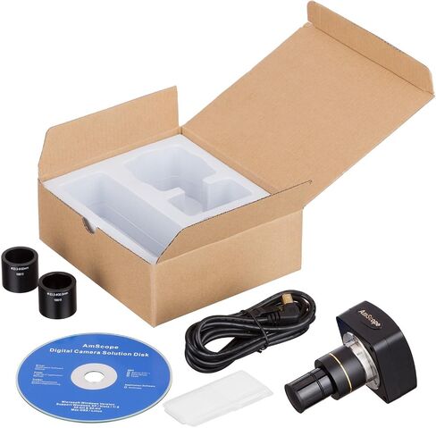 كاميرا مجهرية AmScope 1.3 ميجابكسل USB 2.0 مع عدسة تخفيض + برنامج + 2 محولات تركيب (Windows XP/Vista/7/8/10/Mac OS X/Linux) in Saudi Arabia