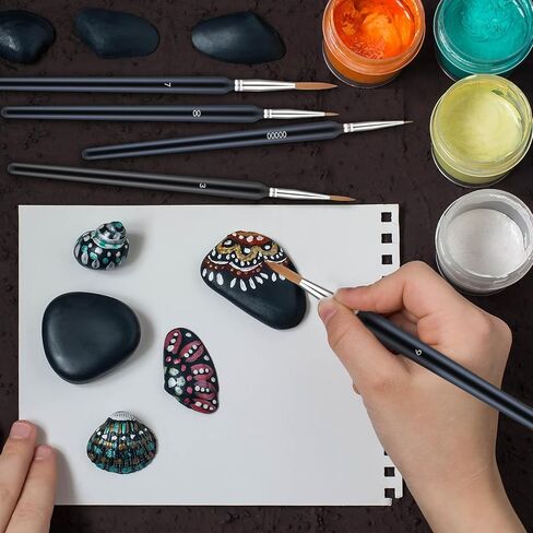 11 قطعة من فرش الطلاء المصغرة، فرشاة طلاء ذات أطراف دقيقة مع مقابض مريحة، فرش طلاء تفصيلية للأكريليك، والألوان المائية، والنماذج، والحرف اليدوية in Kuwait