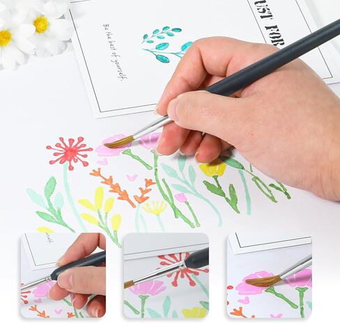 11 قطعة من فرش الطلاء المصغرة، فرشاة طلاء ذات أطراف دقيقة مع مقابض مريحة، فرش طلاء تفصيلية للأكريليك، والألوان المائية، والنماذج، والحرف اليدوية in Kuwait