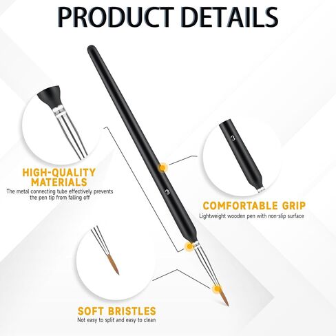 11 قطعة من فرش الطلاء المصغرة، فرشاة طلاء ذات أطراف دقيقة مع مقابض مريحة، فرش طلاء تفصيلية للأكريليك، والألوان المائية، والنماذج، والحرف اليدوية in Kuwait