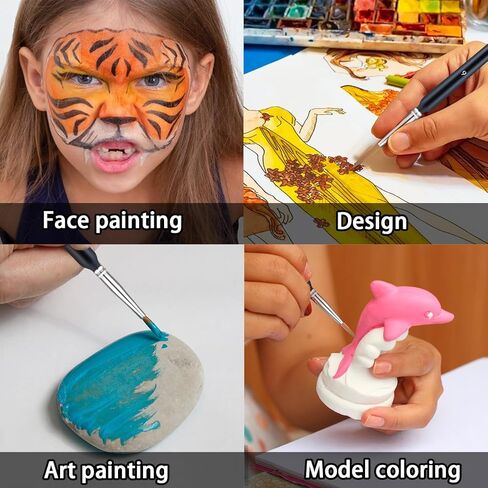 11 قطعة من فرش الطلاء المصغرة، فرشاة طلاء ذات أطراف دقيقة مع مقابض مريحة، فرش طلاء تفصيلية للأكريليك، والألوان المائية، والنماذج، والحرف اليدوية in Kuwait