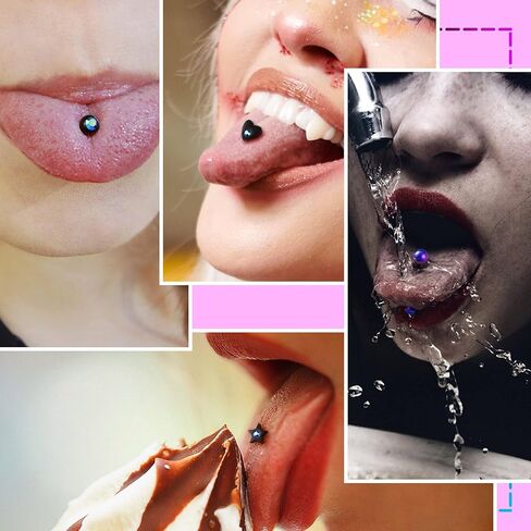 CM Crareesi Mania Tongue Rings مجوهرات ثقب اللسان الأسود 316L الفولاذ المقاوم للصدأ حلقة اللسان 14G حلقات ثقب اللسان للرجال أسود رائع ثقب اللسان in Kuwait