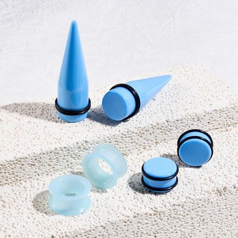 Longbeauty 36Pcs 00G-20mm Ear Gauge Stretching Kit Acrylic Tapers for Ear Gauges Kit and Thick Silicone Tunnels Stretchers Expanders Multicolor in Kuwait