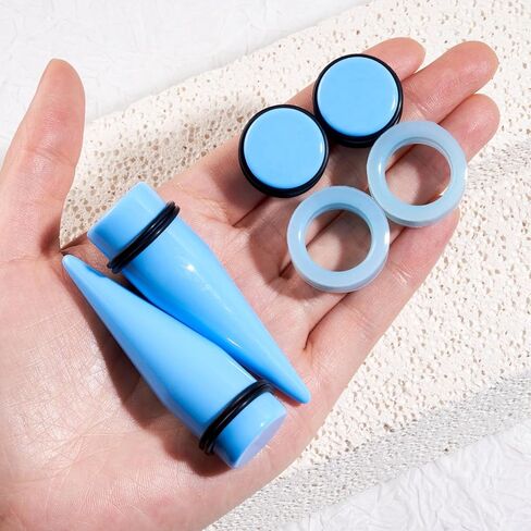 Longbeauty 36Pcs 00G-20mm Ear Gauge Stretching Kit Acrylic Tapers for Ear Gauges Kit and Thick Silicone Tunnels Stretchers Expanders Multicolor in Kuwait