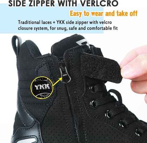 Men Casual Motorcycle Shoes Suede Riding High Top Sneakers, Cowhide with double layer,with Gear Shift Pad and Side Zipper in Saudi Arabia