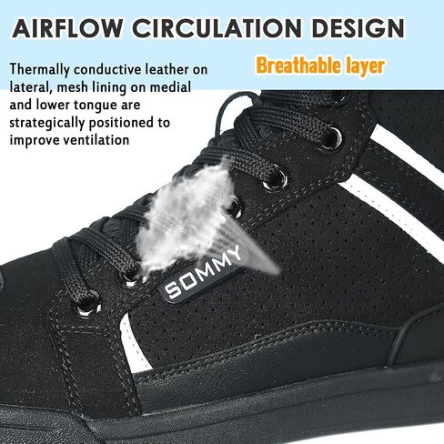 Men Casual Motorcycle Shoes Suede Riding High Top Sneakers, Cowhide with double layer,with Gear Shift Pad and Side Zipper in Saudi Arabia