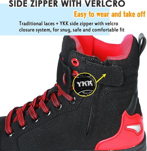 Men Casual Motorcycle Shoes Suede Riding High Top Sneakers, Cowhide with double layer,with Gear Shift Pad and Side Zipper in Saudi Arabia
