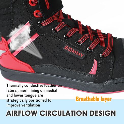 Men Casual Motorcycle Shoes Suede Riding High Top Sneakers, Cowhide with double layer,with Gear Shift Pad and Side Zipper in Saudi Arabia