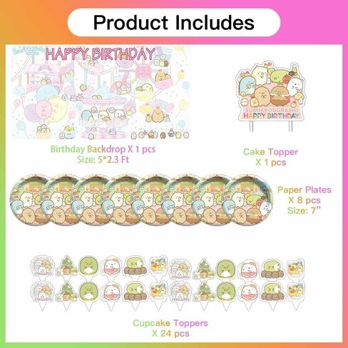 Sumikko Gurashi Party Supplies Birthday Decorations Plates Banner Kids Cake Toppers Set Decorations Decor in Saudi Arabia