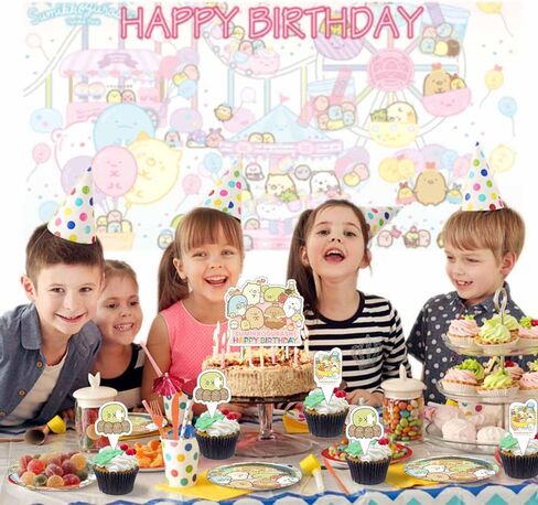 Sumikko Gurashi Party Supplies Birthday Decorations Plates Banner Kids Cake Toppers Set Decorations Decor in Saudi Arabia
