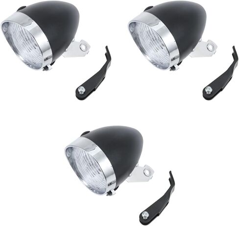 BESPORTBLE مصباح أمامي للدراجة 3 مجموعات من المصابيح الأمامية الآمنة، مصباح أمامي ريترو أسود LED، مصباح يدوي جبلي عتيق، ملحقات الدراجة MTB من ضوء الدراجة الأمامي in Kuwait