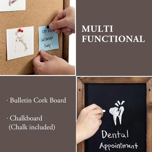 مجموعة تنظيم وحدات من الخشب الصلب المحترق مثبتة على الحائط مقاس 32 × 16 بوصة من MyGift مع سبورة طباشير ولوحة إعلانات من الفلين ورفوف عرض و3 خطافات مفاتيح معدنية in Kuwait