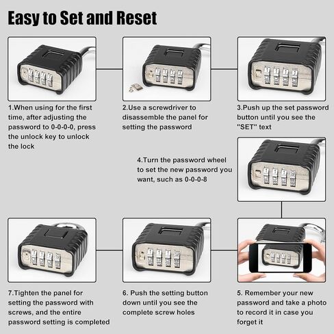 2 حزمة قفل مجموعة كبيرة [فتح بلمسة واحدة]، Diyife® تصميم قفل مقاوم للطقس شديد التحمل في الهواء الطلق لكلمة مرور مخفية، أمان عالي للخزانة، صالة الألعاب الرياضية، الحديقة، الأسوار، المرآب، أسود in Kuwait