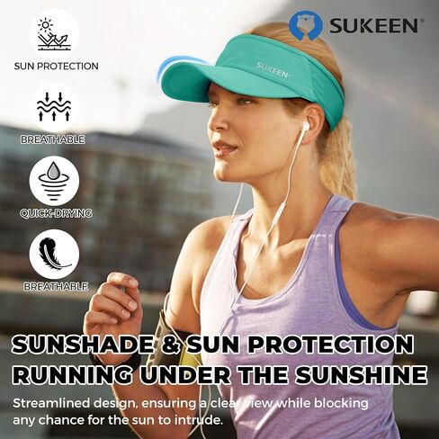 Sukeen Sports Sun Visor Men Women Lightweight Packable Cooling Stretchy Visor Hat for Running, Tennis, Golf Lake Blue in Kuwait