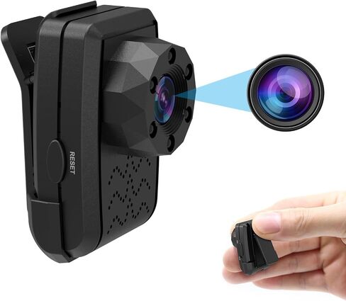 Mini Body Camera with 1080P HD Recording, Back Clip Wearable Camcorder Video Recorder with IR Night Vision, Body Cam for Home Outdoor Security Guard Hikers Travel Records (No Built-in Battery) (Black) in Kuwait