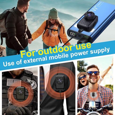 Mini Body Camera with 1080P HD Recording, Back Clip Wearable Camcorder Video Recorder with IR Night Vision, Body Cam for Home Outdoor Security Guard Hikers Travel Records (No Built-in Battery) (Black) in Kuwait