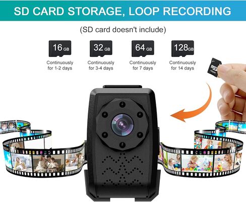 Mini Body Camera with 1080P HD Recording, Back Clip Wearable Camcorder Video Recorder with IR Night Vision, Body Cam for Home Outdoor Security Guard Hikers Travel Records (No Built-in Battery) (Black) in Kuwait