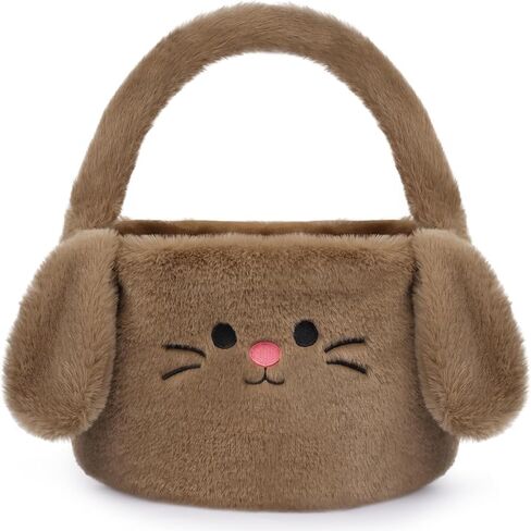 سلال عيد الفصح للأطفال، سلة عيد الفصح الأرنب البني مع مقبض سلة عيد الفصح الناعمة، سلة عيد الفصح لطيف للبنين والبنات والمراهقين والبالغين لصيد بيض عيد الفصح، وتخزين الهدايا in Kuwait