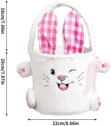 قطعتان من أكياس سلة عيد الفصح، دلاء بيض للأطفال، حقيبة أرنب محمولة قابلة لإعادة الاستخدام، هدايا سلة من القطيفة للأولاد والبنات، ديكورات الحفلات باللونين الوردي والأزرق in Kuwait