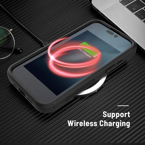 حافظة لهاتف iPhone 15 Pro، حافظة متينة متوافقة مع iPhone 15 Pro، [غير قابلة للانزلاق] غطاء iPhone متين ومقاوم للصدمات مكون من 3 طبقات لهاتف iPhone 15 Pro 6.1 بوصة (أسود) in Kuwait
