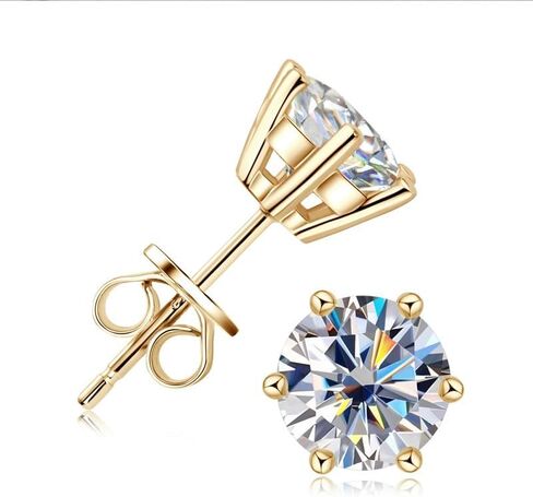 DIVA'S Moissanite 0.5CT 1CT 2CT 3CT 925 Sterling Silver-Gold Plated Stud - Dangle Styles Earrings VVS Moissanite with GRA certificate in Saudi Arabia