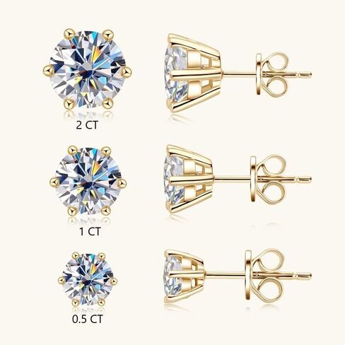 DIVA'S Moissanite 0.5CT 1CT 2CT 3CT 925 Sterling Silver-Gold Plated Stud - Dangle Styles Earrings VVS Moissanite with GRA certificate in Saudi Arabia