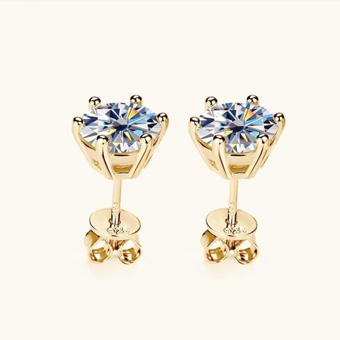 DIVA'S Moissanite 0.5CT 1CT 2CT 3CT 925 Sterling Silver-Gold Plated Stud - Dangle Styles Earrings VVS Moissanite with GRA certificate in Saudi Arabia