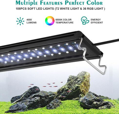 نباتات حوض السمك تضيء مصابيح LED لخزان الأسماك كاملة الطيف مع إضاءة دورة 24/7 وضع النهار/الليل وضع الألوان DIY 4 أوضاع الطقس، أضواء LED لحوض السمك قابلة للتمديد لخزانات المياه العذبة 28-32 بوصة in Kuwait