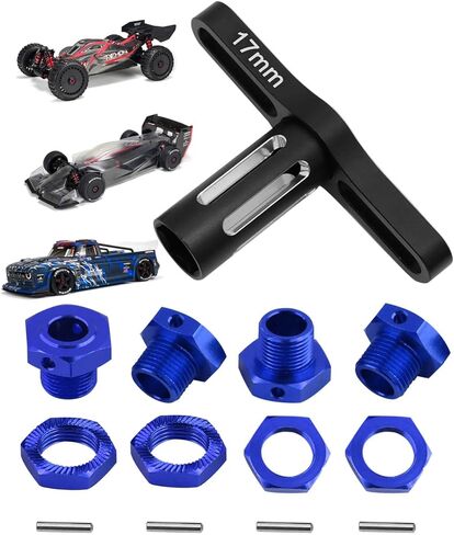 17mm Wheel Hex/Nuts & Wheel Wrench Upgrades Part for 1/7 ARRMA Infraction 6s BLX/Mojave 6s BLX/Limitless 1/8 Typhon 6S BLX,Aluminum Hex Hub Adapters Hops Up,Black in Saudi Arabia